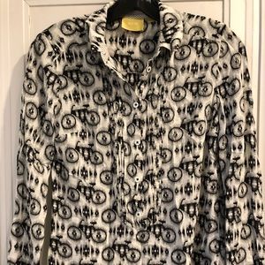 Summer pleat front half button shirt